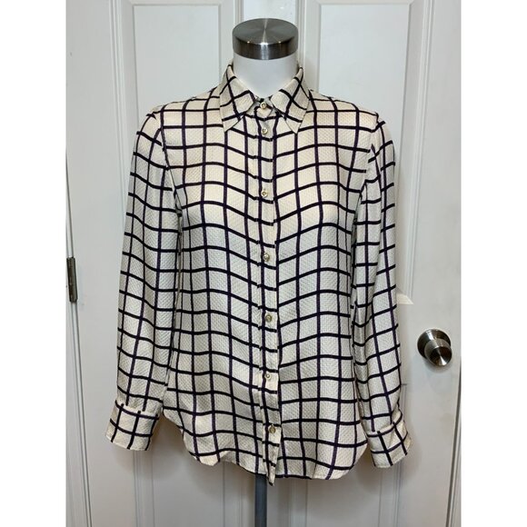 Isabel Marant Etoile Off-White & Blue Check Silk Button Up Shirt, Size 4 | 36 - Picture 1 of 9